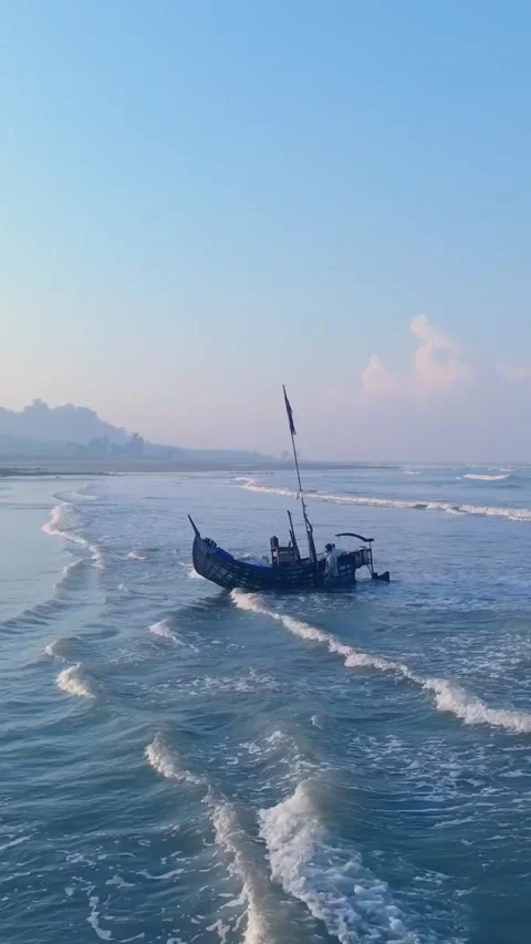 4K Drone Wave Rolling Onto Pristine Beach At Soft Sunset Stock Footage 321728915