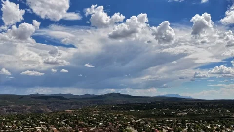 4K Drone Weather Timelapse Of Storm Forming Over Canyon Town Stock Footage 346007985