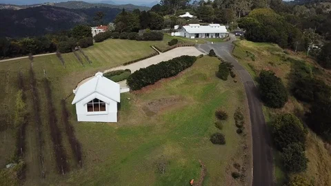 4k Drone White Chapel in Hinterland Stock Footage 124349361