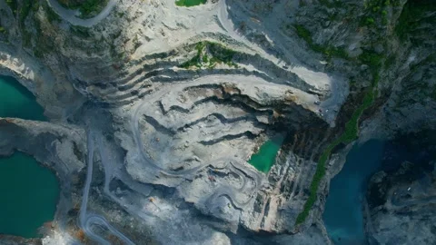 4K : Drones are flying over a large quarry Stock Footage 210783535
