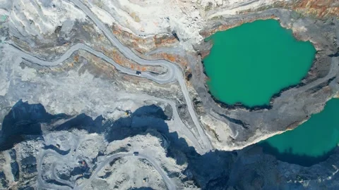 4K : Drones are flying over a large quarry Stock Footage 210785351