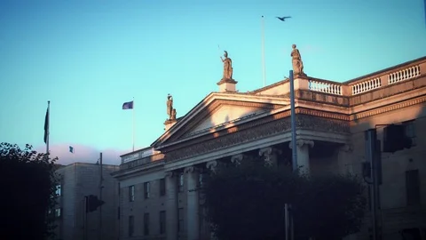 4K Dublin Sunrise, General Post Office on O'Connell Street Stock Footage 77276923