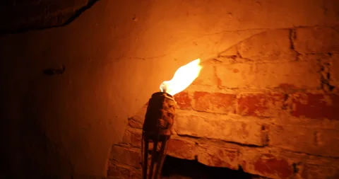 4K - in dungeon with a torch in first person mode. scene02 Stock Footage 287736730