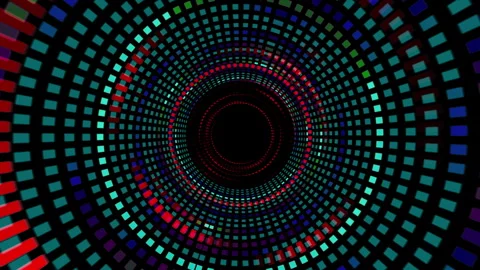 4k dynamic circular seamless looping animation. Moving circles with little 스톡 동영상 261537697