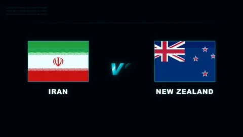 4K Dynamic Display Soccer Iran vs New Zealand Flags  Macth Stock Footage 335688501