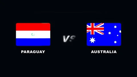 4K Dynamic Paraguay vs Australia Flags Soccer Players Competing Stock Footage 335688423