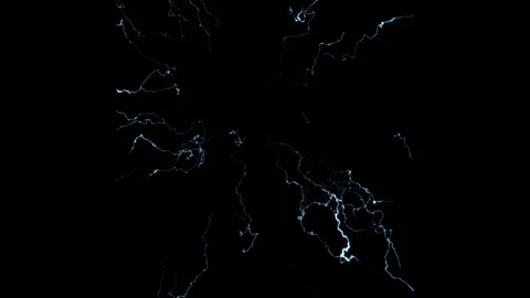 4K Dynamic Scattered Electric Lightning Tendrils Overlay on Black Screen Stock Footage 343661642
