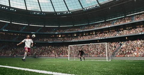 4k dynamic shot of soccer player scoring goal Vidéo 150381742