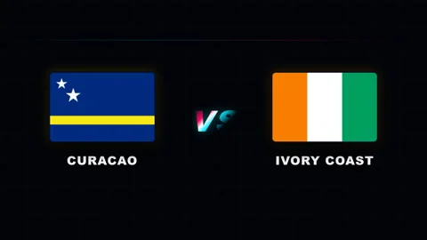 4k Dynamic Soccer Display Curacao vs Ivory Coast Flags Stock Footage 335688440