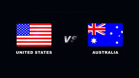 4K Dynamic Unites States vs Australia Flags Soccer Match Action Stock Footage 335688400