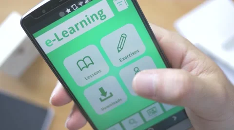 4K e-Learning App on Smartphone Display Video stock 64631467