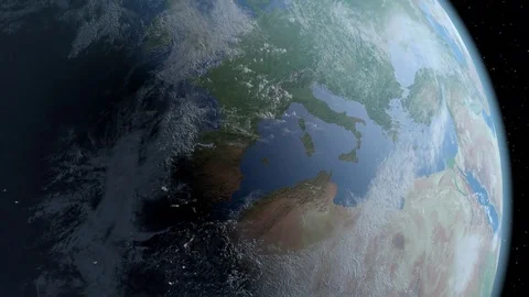 4K Earth scene from space day turns to night Stock Footage 71578895