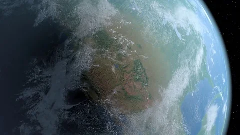 4K Earth scene from space day turns to night Stock Footage 71580140