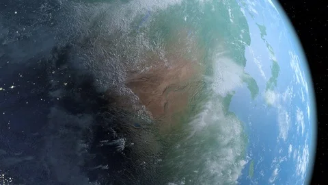 4K Earth scene from space day turns to night Stock Footage 71580347