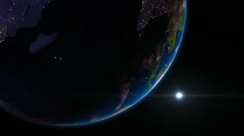 4K Earth view from space with night city lights. Africa. 스톡 동영상 12013050