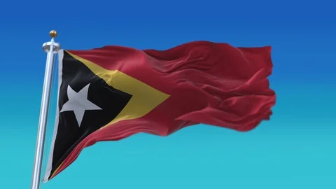 4k East Timor National flag slow wrinkles seamless waving wind sky background. 库存影片 123748982