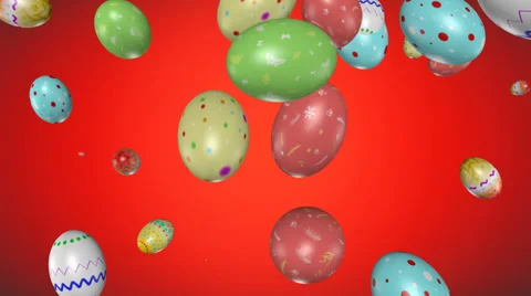4K Easter eggs falling down - 3D rendered. Video stock 35321338