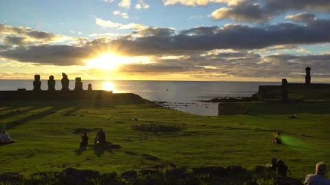 4K Easter Island Moia at Sunset Stock Footage 88671771