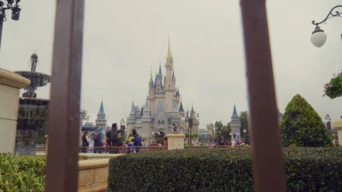 4K Editorial Magic Kingdom Castle Behind Bars, Crime Concept Stock Footage 123933409