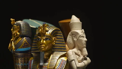 4K Egyptian Ancient Figures Statues Rotating - Archaeology Stock Footage 70207738