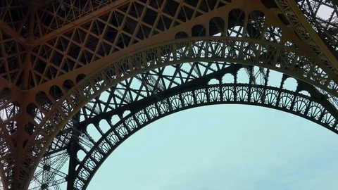 4K Eiffel Tower Industrial Construction Arch, Famous French Landmark Monument Stock Footage 78617084