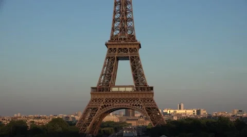 4K Eiffel Tower Paris Aerial Landscape Sunset  View Traffic Illuminated Skyline Stock Footage 54541168