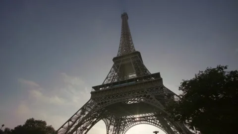4K Eiffel Tower Paris Puddled Iron Lattice Structure Champ De Mars Video stock 334455610