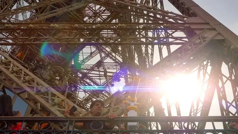 4K Eiffel Tower Sun Lens Flare, France Skyline Tourism Urban City Architecture Stock Footage 80177137