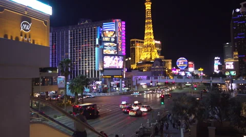 4K: The Eiffel Tower Takes Point in the Las Vegas Strip Skyline Stock-Footage 63082461