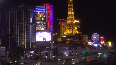 4K: The Eiffel Tower Takes Point in the Las Vegas Strip Skyline Video stock 63082815