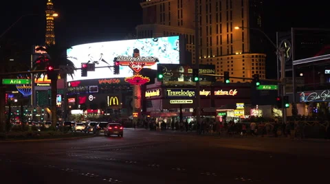 4K: The Eiffel Tower Takes Point in the Las Vegas Strip Skyline Stock Footage 63106177