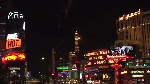 4K: The Eiffel Tower Takes Point in the Las Vegas Strip Skyline Stock-Footage 63106234