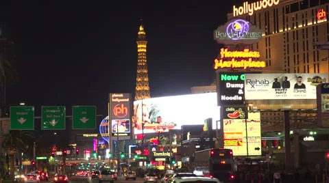4K: The Eiffel Tower Takes Point in the Las Vegas Strip Skyline Stock-Footage 63106415