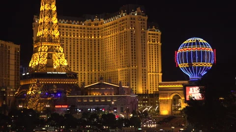 4K: The Eiffel Tower Takes Point in the Las Vegas Strip Skyline 動画素材 63107209