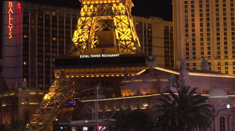4K: The Eiffel Tower Takes Point in the Las Vegas Strip Skyline Stock-Footage 63108302