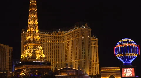 4K: The Eiffel Tower Takes Point in the Las Vegas Strip Skyline Stock-Footage 63108953
