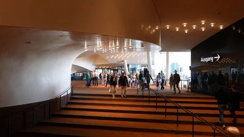 4K Elbphilharmonie Hamburg Music Concert Hall entrance Hall Hamburg Germany Stock Footage