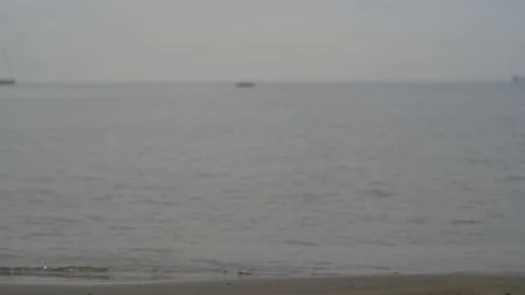 4K elderly couple having a walk on the beach shore Stock Footage 90803150