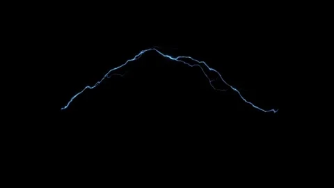 4K Electric Arc Lightning Energy Discharge VFX Overlay on Black Background Stock Footage 340596098