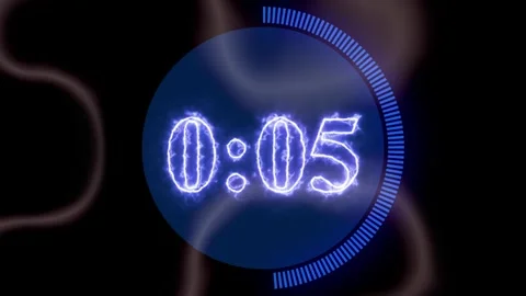 4K Electric Blue Circular 10 Second Countdown Timer with Ticked Progress Ring Stock Footage 340465046