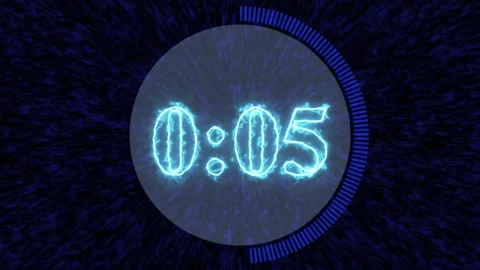 4K Electric Cyan Circular 10 Second Countdown Timer with Ticked Progress Ring Stock Footage 340465115