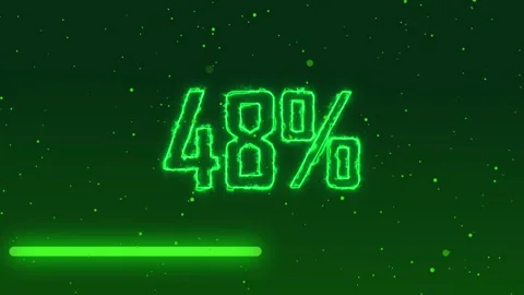 4K Electric Green Percentage Progress Bar Loading Animation 1 to 100 Stock Footage 340465257
