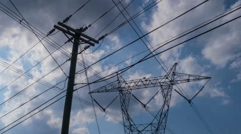 4K Electric Power Lines Stock Footage 40470003