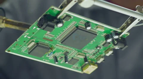 4K: Electronic Engineer Soldering Circuit Board Stock-Footage 49739519