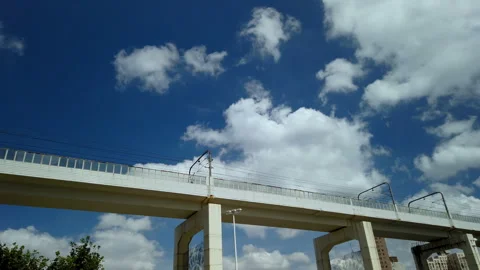 4K: Elevated road with subway in Shanghai Video stock 114109223