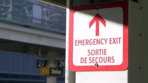 4K Emergency Exit Sign, Danger Escape Evacuation Route Arrow, Fire and Emergency Video stock 83029855