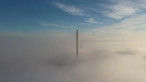4k Emerging from clouds Queensferry crossing bridge Scotland Edinburgh Fife 動画素材 223438721