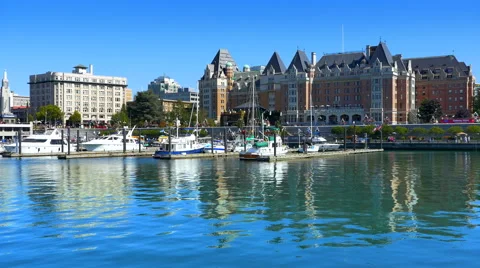 4K Empress Hotel and Inner Harbour, Summertime Victoria BC Canada Stock Footage 67582559