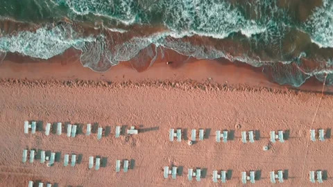 4K empty beach and clean sea waves view Stock Footage 144801066