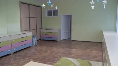 4K. Empty bedroom in kindergarten. Stock Footage 168766754